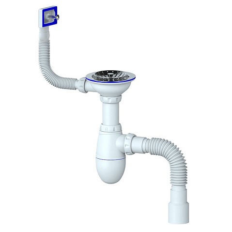 Сифон для мойки Unicorn В425P, 40х50 гибкий отвод, 3 1/2'' х40 чаша из нержавеющей стали, прямоугольный перелив купить в Уфе | "Проконсим"