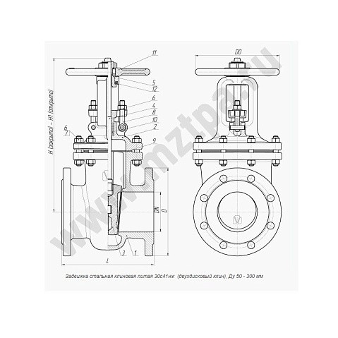Задвижки стальные 30с41нж DN 50-300 PN 16 фланцевые МЗТА