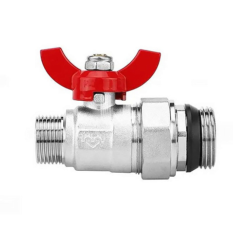 Кран шаровой латунный DN 25 PN 10 никелированный прямой  для коллектора (2 шт.) Varmega VM15951 купить в Уфе | "Проконсим"