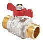 Кран латунный шаровой MVI BV.515 DN 25 PN 40 никелированный полнопроходной штуцер-штуцер бабочка купить в Уфе | "Проконсим"