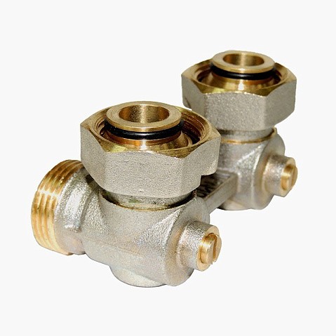 Узел нижнего подключения Vekotrim DN 15 PN 10 угловой двухтрубный 20-3/4'' под евроконус, муфта купить в Уфе | "Проконсим"