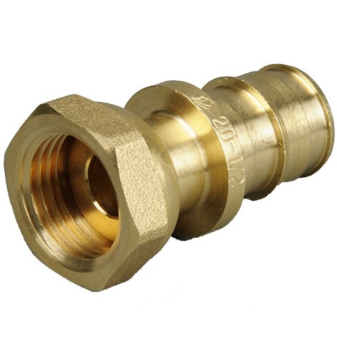 Муфта латунная для PEX труб 20-1/2'' PN 10 OP под надвижную гильзу с накидной гайкой ONE PLUS купить в Уфе | "Проконсим"
