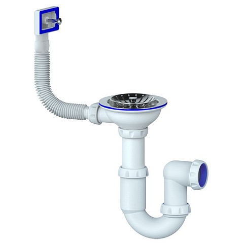 Сифон для мойки Unicorn Y410, без отвода, 3 1/2'' х40 чаша из нержавеющей стали, прямоугольный перелив купить в Уфе | "Проконсим"