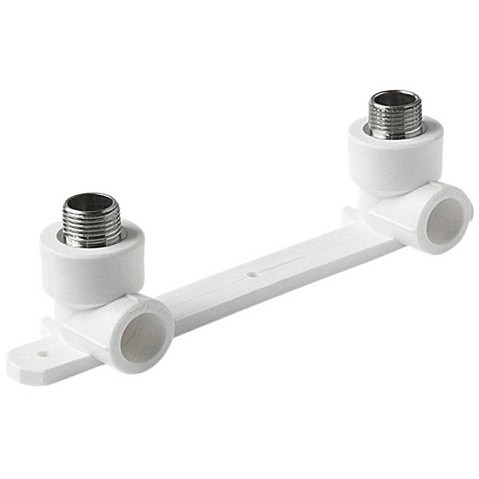 Угольник установочный двойной ПП 20-1/2'' PN 25 с наружной резьбой белый VALFEX  купить в Уфе | "Проконсим"