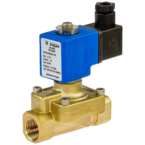 Клапаны электромагнитные DN 15-50 PN 12-16 латунные 220В нормально закрытые EPDM РИДАН EV220R купить в Уфе | "Проконсим"