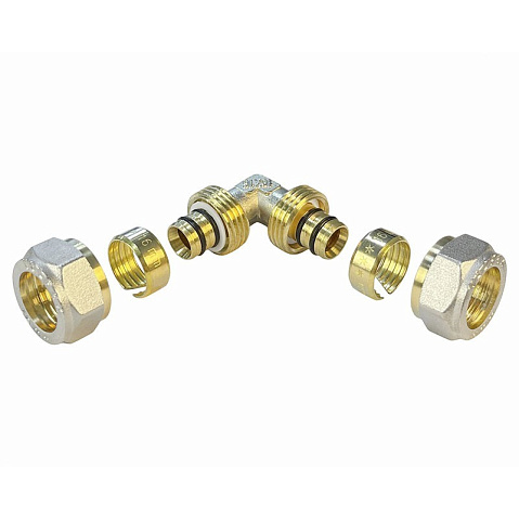 Угольники латунные для PEX труб DN 16-20 PN 10 обжимные никелированные Valfex VF.351.N купить в Уфе | "Проконсим"