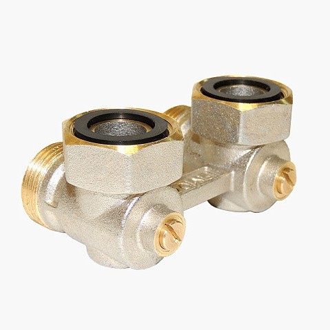 Узел нижнего подключения Vekotrim DN 15 PN 10 угловой двухтрубный20-3/4'' c накидной гайкой, муфта купить в Уфе | "Проконсим"