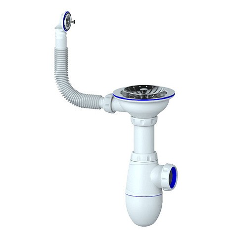 Сифон для мойки Unicorn В411, без отвода, 3 1/2'' х40 чаша из нержавеющей стали, круглый перелив купить в Уфе | "Проконсим"
