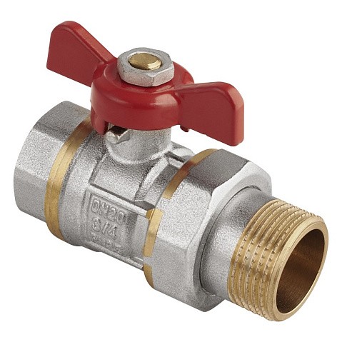 Кран латунный шаровой MVI AquaHit BV.320.04 DN 20 PN 25 бабочка американка полнопроходной никелированный купить в Уфе | "Проконсим"