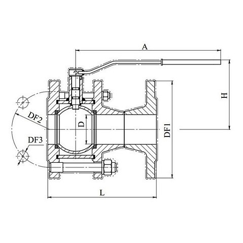 Кран стальной шаровой разборный BREEZE 11с41п, DN 50 PN 16, 180мм, полнопроходной, фланцевый с ручкой купить в Уфе | "Проконсим"