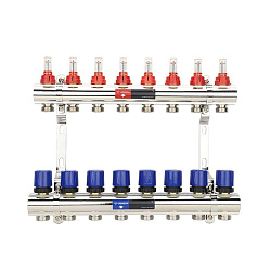  Коллекторная группа из латуни DN 25-8 вых. G-3/4'', евроконус, с расходомерами, без дренажного крана и воздухоотводчика, VARMEGA VM15408 (930416506) со склада Проконсим в Уфе