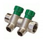 Коллектор латунный никелированный DN 20 2 выхода G 1/2'' с запорными клапанами плоское присоединение отвода,SGL купить в Уфе | "Проконсим"