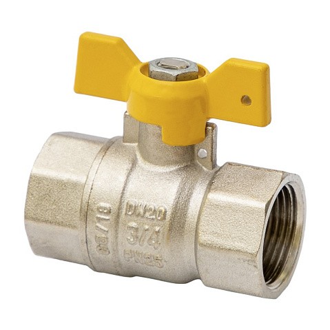 Кран латунный шаровой газовый MVI BV.813 DN 15 PN 25 никелированный полнопроходной муфта-муфта бабочка купить в Уфе | "Проконсим"