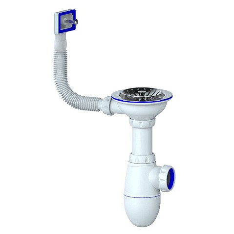 Сифон для мойки Unicorn В410P, без отвода, 3 1/2'' х40 чаша из нержавеющей стали, прямоугольный перелив купить в Уфе | "Проконсим"