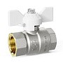 Кран латунный шаровой LD Pride 47.300 DN 25 PN 40 никелированный муфта-муфта бабочка белая купить в Уфе | "Проконсим"
