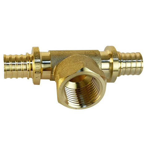 Тройник латунный для PEX труб 20-1/2''-20 PN 16 S-2,8мм под надвижную гильзу Valfex VF.432.AF купить в Уфе | "Проконсим"