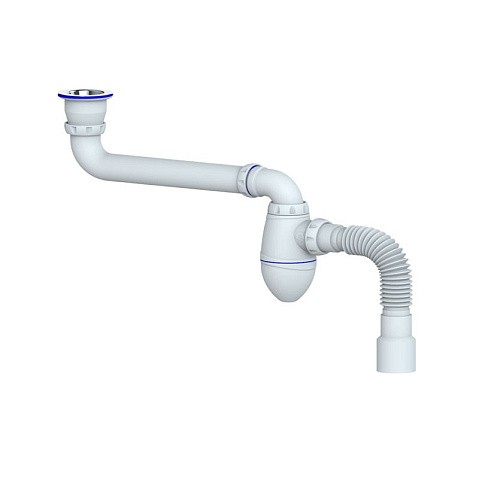 Сифон для умывальника Unicorn АС21, 40х50 гибкий отвод, 1 1/2'' х40 чаша из нержавеющей стали, со смещением купить в Уфе | "Проконсим"