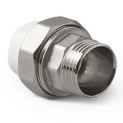  Муфта комбинированная ПП 20-1/2'' PN 25, разъёмная, с наружной резьбой, белая, Pro Aqua PA21008  (251239701) со склада Проконсим в Уфе