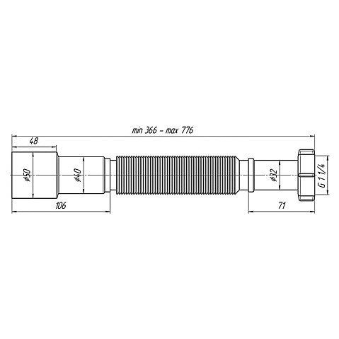 Гибкая труба АНИ K206 1 1/4 -40/50, длина 366-776 мм купить в Уфе | "Проконсим"