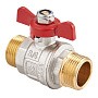 Кран латунный шаровой MVI BV.515 DN 15 PN 40 никелированный полнопроходной штуцер-штуцер бабочка