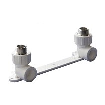Угольник установочный ПП 25-1/2'' двойной с наружной резьбой белый Политэк купить в Уфе | "Проконсим"