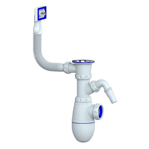 Сифон для мойки Unicorn В440V, без отвода, 1 1/2'' х40 чаша из нержавеющей стали, прямоугольный перелив купить в Уфе | "Проконсим"