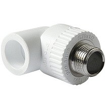 Угольники ПП DN 20-32 PN 25 комбинированные с наружной резьбой белые Pro Aqua купить в Уфе | "Проконсим"