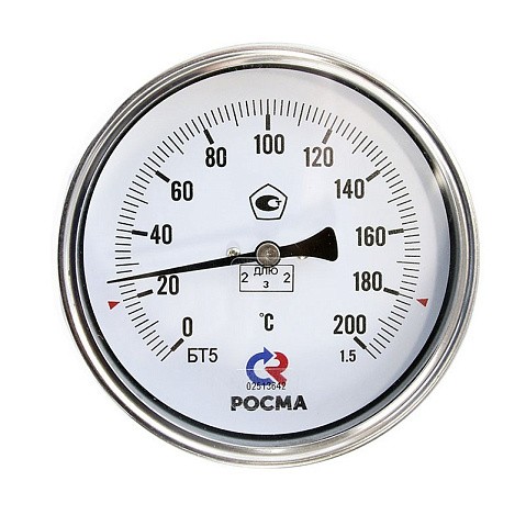 Термометр биметаллический РОСМА БТ-51.211, Ду 100, L 46, G1/2'' осевой купить в Уфе | "Проконсим"