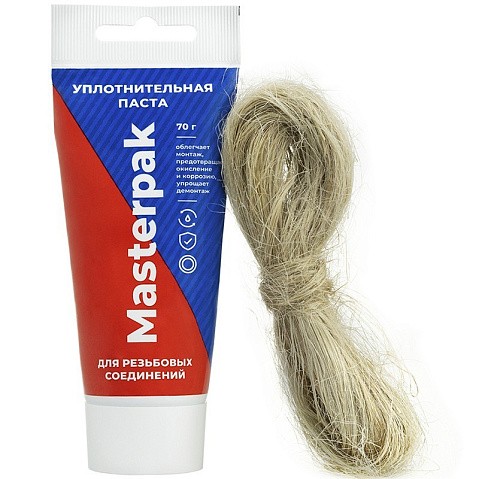 Набор уплотнительный паста +лён для воды, пара 70гр+14гр Masterpak купить в Уфе | "Проконсим"