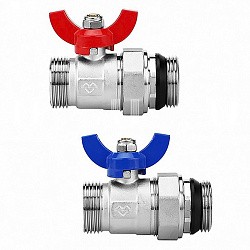  Кран шаровой латунный Varmega VM15951 никелированный прямой DN25 PN16 для коллектора (2 шт.) (930422031) со склада Проконсим в Уфе