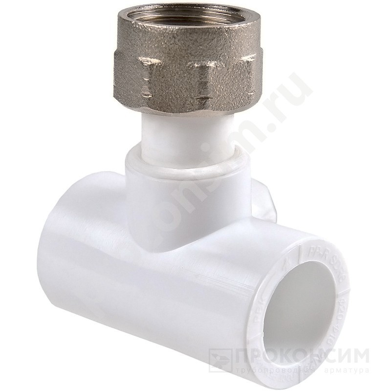 Цена по запросу.  . Тройник ПП с накидной гайкой 25-3/4'' PN 25 белый РВК 20905 (930659269) со склада Проконсим в Уфе