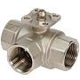 Краны латунные шаровые трехходовые DN 20-25 PN 40 никелированные под привод РИДАН AMZ-113R купить в Уфе | "Проконсим"