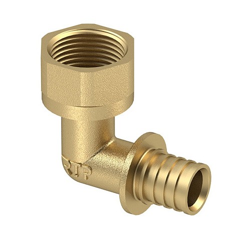 Угольник латунный для PEX труб  20-1/2''  PN 16  под надвижную гильзу с внутренней резьбой  РосТурПласт купить в Уфе | "Проконсим"
