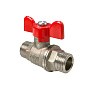 Кран латунный шаровой Valfex.219.NB1 11Б27фт1М DN 20 PN 40 никелированный штуцер-штуцер бабочка