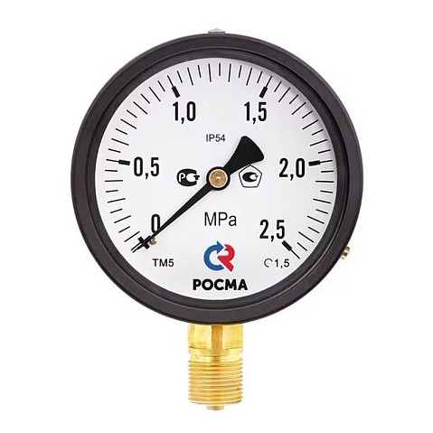 Манометр общетехнический Росма ТМ-510Р.00, до 0,1МПа M20x1,5, 100мм, радиальное присоединение, класс точности 1.5, IP54 купить в Уфе | "Проконсим"